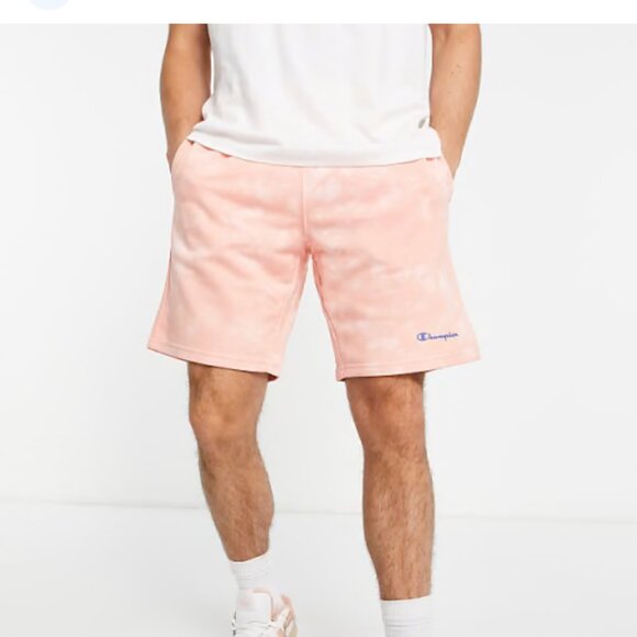 Champions men's pink/orange french terry elastic/drawstring waist shorts size me - Picture 1 of 10